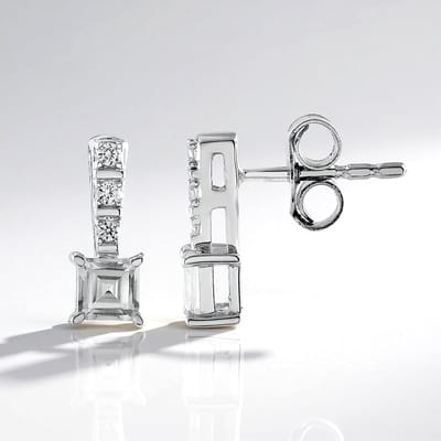 Cavill - Zilveren Oorbellen - 925 Sterling Zilver - Cambodjaanse Zirkoon 0,954 ct - Trapgeslepen Geometrisch Design - Elegante Oorbellen 12 mm