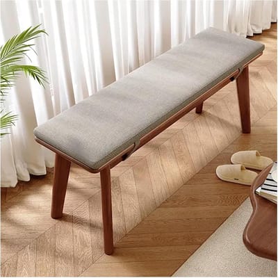 Eettafelbank Hout - Zitbank Bankje - Entree Hal - Met Comfortabel Kussen - 140cm Lengte - Walnoot