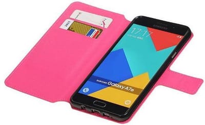 Cross Pattern TPU Bookstyle Hoesje - Wallet Case Telefoonhoesje - Geschikt voor Samsung Galaxy A7 2016 A710F Roze