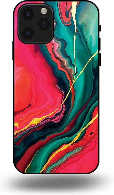 Smartphonica Telefoonhoesje Geschikt voor iPhone 11 Pro met Rood Groen Marmer Opdruk - TPU Backcover Case Red Green Marble Design geschikt voor iPhone 11 Pro