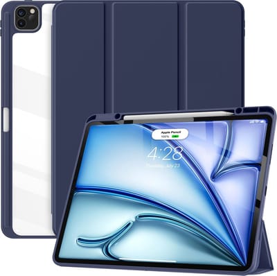 Solidenz Hoes - Geschikt voor iPad Air 13 inch (M4 / M3 / M2) - Case Met Autowake - Hoesje Met Pencil Houder - Blauw