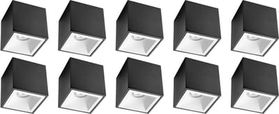 Opbouwspot 10 Pack - Proma Cliron Pro - GU10 Fitting - Opbouw Vierkant - Mat Zwart/Wit - Aluminium - Verdiept - Ø90mm