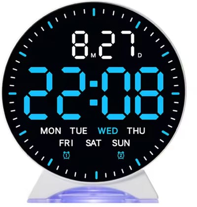 Gepersonaliseerde LED Digitale Wekker met Springende Seconden Display en Alarmfunctie – Elektronische Desktop Tafelklok met Sfeerverlichting en Automatische Dimming – USB Tafelklok voor Slaapkamer, Bureau en Woondecoratie – Blauw