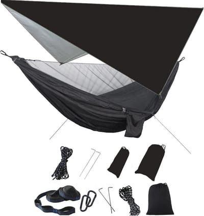 Ultralight Tuinhangmat met Muggennet en Regenhoes voor Camping en Buitenactiviteiten