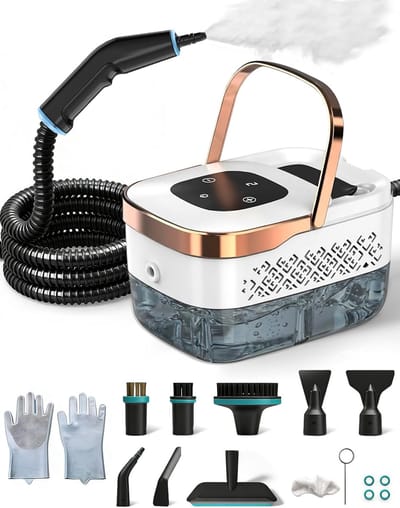 Stoomreiniger, 2500W Multifunctionele Handheld Stoomreiniger met 6 Instelbare Snelheden en 8 Soorten Mondstukken, 1250ML Draagbare Stoomreiniger Hogedrukstoomreiniger