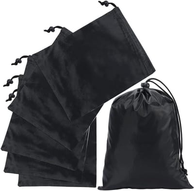 Thijox - 6 Stuks Zwarte Trekkoordzakken met Knevelsluiting, Waterdichte Nylon Opbergtas voor Sport, Gym, Zwemmen, Yoga, 30x20cm - Lichtgewicht en Duur