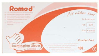 Romed latex handschoenen poedervrij XS Romed - Wit - Latex - Poedervrij