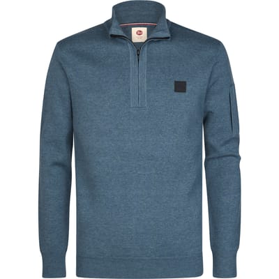 Petrol Industries - Heren Gebreide half-zip sweater stonefield - Blauw - Maat S
