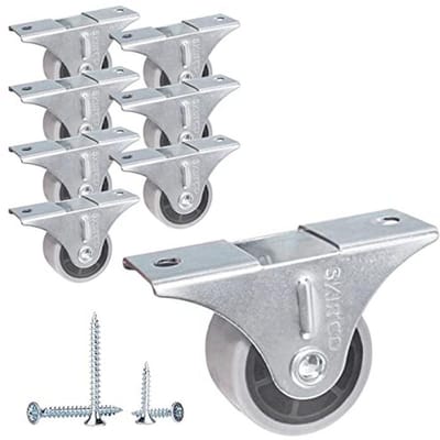 Kleine 30 mm meubelwielen - Pack van 8 stuks, grijze rubber wielen, vaste wielen voor meubels