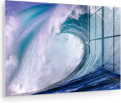 MuchoWow® Glasschilderij 150x100 cm - Schilderij acrylglas - Zee - Hawaii - Golf - Foto op glas - Muurdecoratie woonkamer - Wanddecoratie slaapkamer - Schilderijen