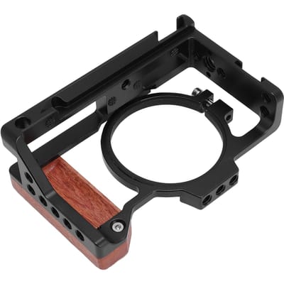 Cage pour appareil photo avec poignée en bois, 96 cm, 35 cm, vis, fixation pour griffe froide, alliage d'aluminium, protection métallique black