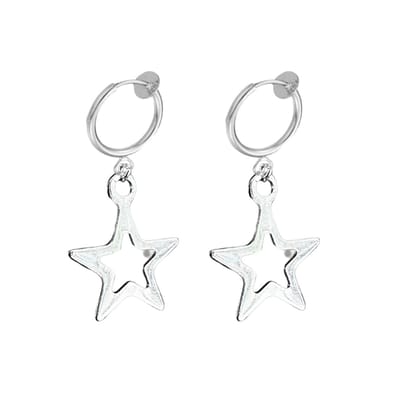 Klem oorbellen -open ster- zilverkleur-geen gaatje-Charme Bijoux