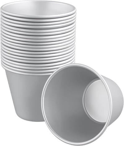 20 Stuks Aluminium Puddingvormen 140 ml voor Taart, Desserts en Muffins - Ideaal voor Bakken en Serveren