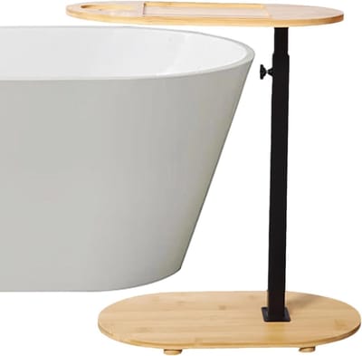 Badkuip Tafel - Bad Organizer - Ontspannen Bad - Verstelbare Hoogte - 40x22 cm - Bruin