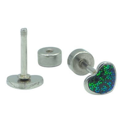 Oorknopjes Dames / Kinderoorbellen - Kleine Zwarte Hartjes Oorbellen Met Glitter - Ø 5 mm