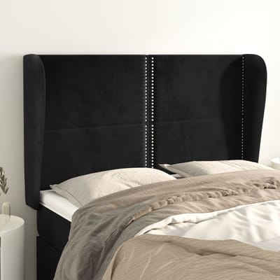 vidaXL - Hoofdbord - met - randen - 147x23x118/128 - cm - fluweel - zwart
