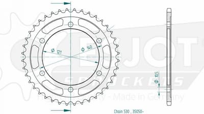 Couronne de transmission Esjot pour moto Cagiva 1000 V-Raptor 2000 à 2006 40 dts P530