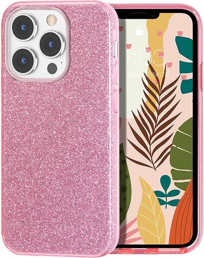 Hoesje Geschikt voor iPhone 13 Pro Max Hoesje Glitters Siliconen Roze - Glitter Hoesje Geschikt voor iPhone 13 Pro Max hoesje TPU Case - Cover