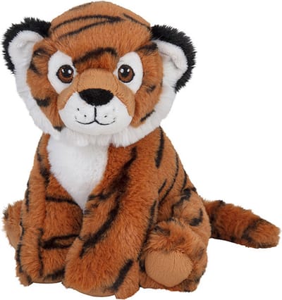 Nature Planet Pluche bruine tijger knuffel - 19 cm - Wilde dieren knuffels - Cadeau - Kinderen