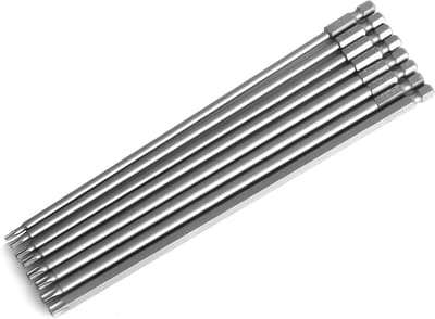 Set van 8 Lange Schroevendraaier Bits van 20 cm met Magnetische Torx en Hexagonale Schacht voor T8, T10, T15, T20, T25, T27, T30, T40, Ideaal voor Precisiewerk en Beveiligingsschroeven