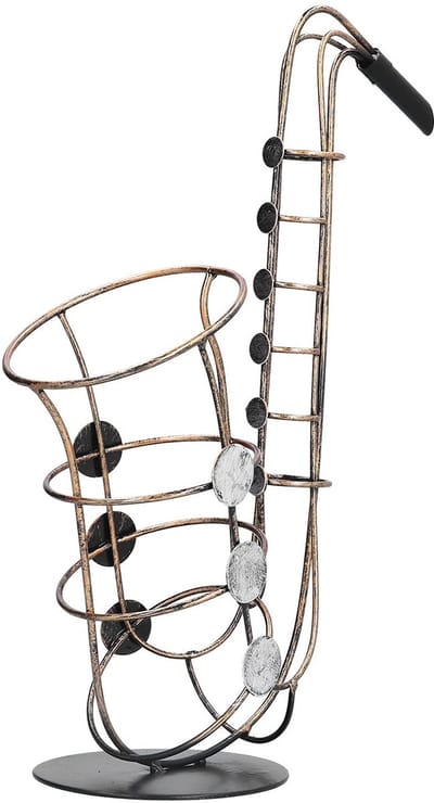 Dailygoods- Wijnhouder Retro Design - Saxofoonvorm - Decoratief Metalen Wijnrek - Voor Thuis/Kantoor - Veelzijdig Gebruik - Elegant en Creatief - Flessenrek