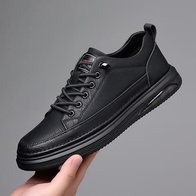 Luxe Heren Casual Schoenen Heren Formele Zakelijke Leren Schoenen Heren Wandelschoenen Met Veters Heren Skate Flats 38 black