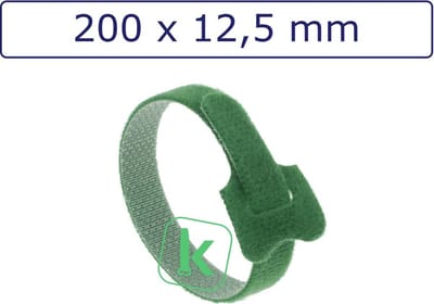 PRO-TIE® - Klittenband Tyraps, kabelbinders 200 x 12,5 mm Groen (Zak 10 stuks) (tiewrap/tyrap/tie-wrap/bundelbandje/colsonbandje/)