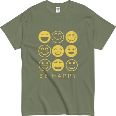 T-shirt Vrolijke Blije Smile - Feelgood - Heren Dames - Khaki Groen - S
