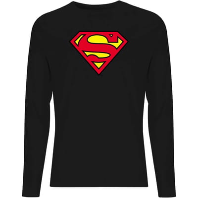 Official Superman Shield Men's Long Sleeve T-Shirt - Black - XXL