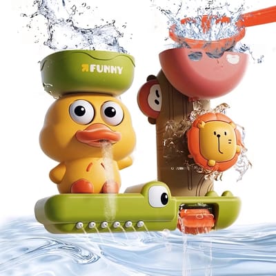 Badspeelgoed Baby & Peuter – Kleurrijke Badspeelset met Dierenvormen en Waterschep – Educatief Waterspeelgoed met Zuignappen – Speelgoed 1 jaar – Speelgoed 2 Jaar – Speelgoed 3 Jaar
