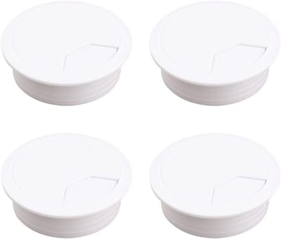 Set van 4 Stuks 60mm Kabeldoorvoeren voor Bureau - Kabelbeheersysteem voor Thuis en Kantoor (Wit)