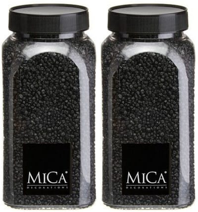 Mica Decorations decoratie stenen/granulaat - 2x - 650ml - zwart - hobby steentjes