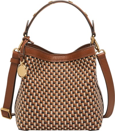 FOSSIL Schoudertas Handtas Jessie Bucket Crossbody Bag Brown Bruine