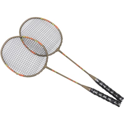 2 Stuks Badmintonracketset Lichtgewicht IJzerlegering Eendelig Badmintonrackets met Opbergtas voor Beginner white