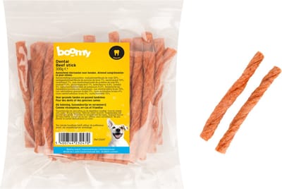 Boomy - Hondensnacks - Kauwstaaf hond - Kauwsticks hond - Tand reinigende kauwsticks - Dental Sticks - Rund smaak - 12cm - 2 x 300g