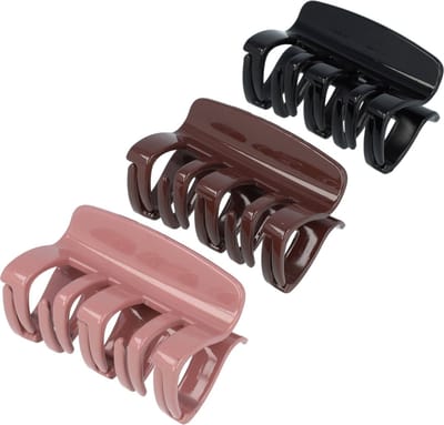 Haarsoires Haarspeld Haarklemmen 8cm – XL Recht Model – Zwart Bruin Roze – Set van 3 - Haarclip Klem - Hair Claw - voor Opsteken Haar - Hair Clip - Decoratieve Haaraccessoire