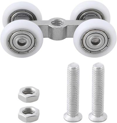 JHUBERS- Schuifdeur Roller 2 Stuks - 304 Roestvrij Staal - Kleine Opknoping Wiel - Geschikt voor Glazen Deuren - Afmetingen 23,5x40x20mm - Inclusief Schroeven/Moeren - Deurroller