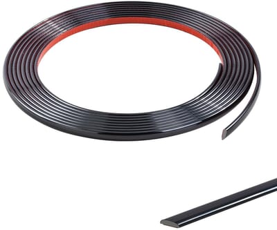 5 meter Zwarte Flexibele Moulding, Zelfklevende Decoratieve Randstrip voor Tegels, Wanden, Spiegels, Plafonds, Vloeren, Panelen en Kasten, Peel and Stick PVC Spiegelrand Trim, 8mm, Perfect voor Interieurdecoratie en Verbetering