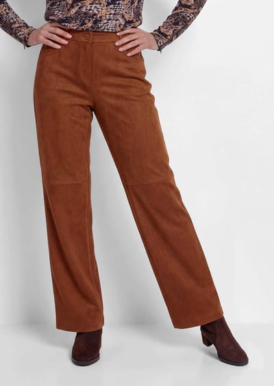 Uitlopende broek VERA in suède-look - camel - Gr. 24 van Goldner Fashion