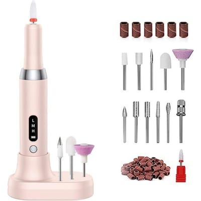 Oplaadbare Elektrische Nagelpolijster Inbegrepen Boortjes Laag Geluid Manicure Machine Dode Huid Verwijdering Schuurvijl Pen Nagelsalon roze