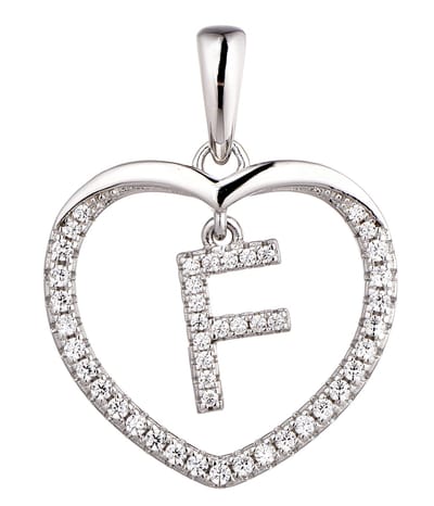 N3 Collecties 925 Hartje zilver Ketting met Hanger -Letter F