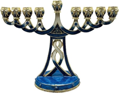 Kandelaar Metaal - Kaarsenhouder - Sfeervol Interieur - Hand Geëmailleerd - 10 cm Hoog - Blauw