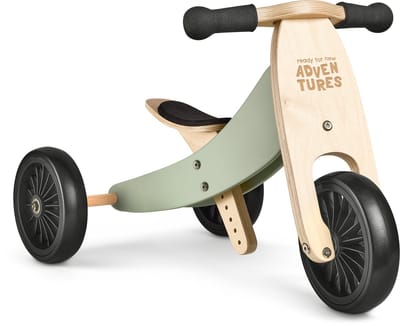Houten driewieler en Loopfiets - 2-in-1 - Verstelbaar van 25-34cm - Kinderspeelgoed - Kinderfiets