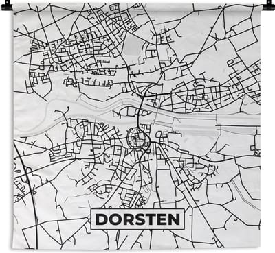 Wandkleed - Wanddoek - Plattegrond - Dorsten - Stadskaart - Kaart - 180x180 cm - Wandtapijt