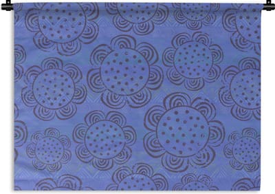 Wandkleed - Wanddoek - Bloemen - Patronen - Blauw - 60x45 cm - Wandtapijt
