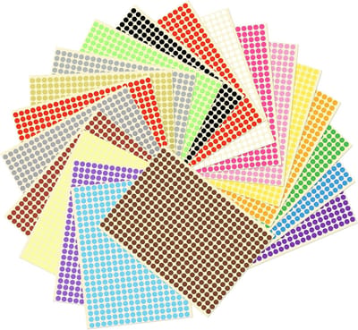 20 Vellen, 8160 Stuks Kleurige Ronde Stickers van 6 mm, Ideaal voor Kleurcodering, Labelen en Organiseren in Kantoor en School, 20 Kleuren