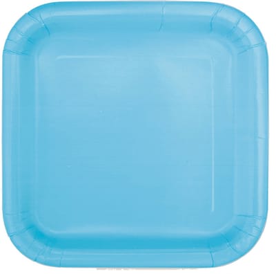 UNIQUE - 16 Kleine vierkante pastelblauwe kartonnen bordjes 17 cm voor dessert