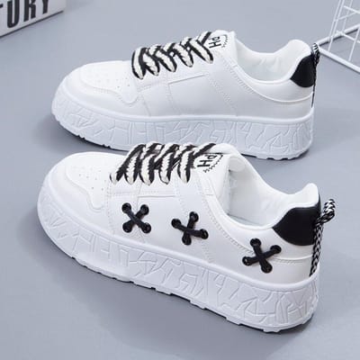 Witte Platformschoenen Dames Lente Nieuwe Veelzijdige Mode Casual Damesschoenen Student Sport Platform Boardschoenen voor Kinderen 40 white