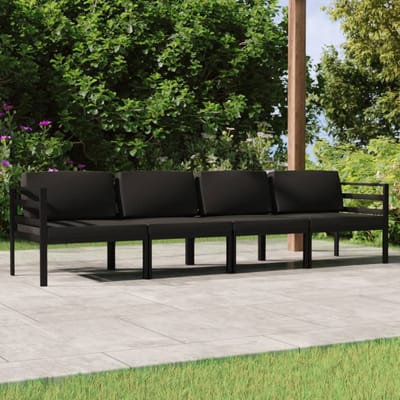 vidaXL - 4-delige - Loungeset - met - kussens - aluminium - antracietkleurig