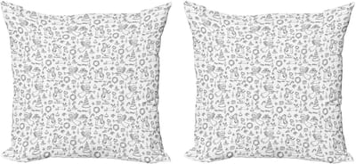 ABAKUHAUS Decoratieve kussenhoes met engelmotief, 2 stuks, Doodle Christmas Rudolph, 40x40 cm, wit/grijs